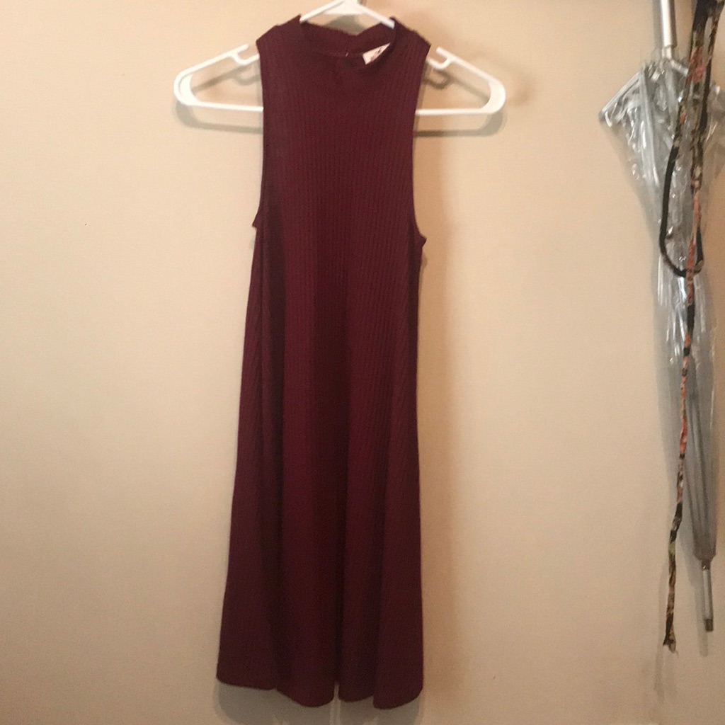High Neck Ribbed Swing Dress From Hollister